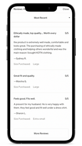 Some stellar reviews on the KOTN Essential Crew - mobile view