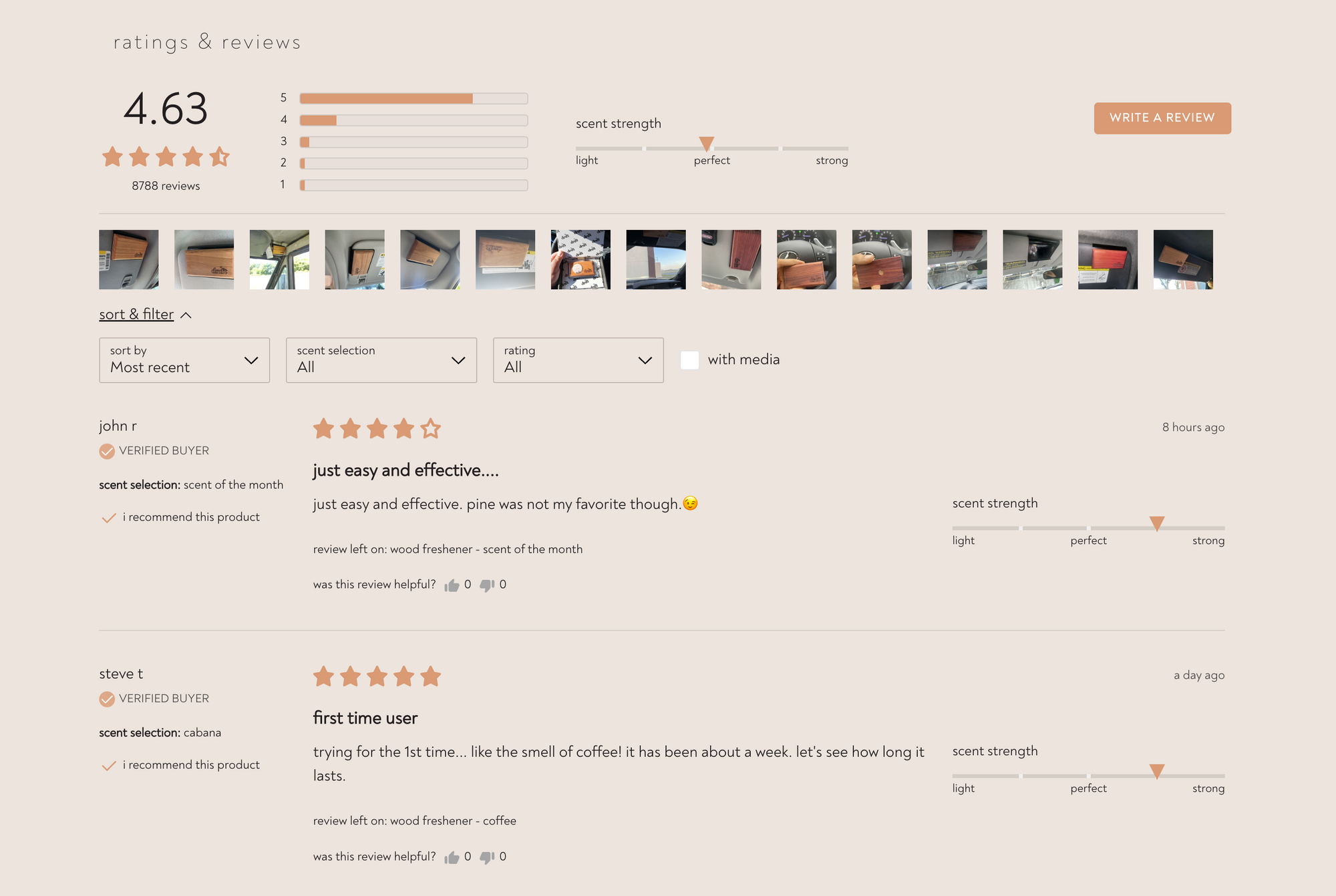 Reviews for the wood freshener on drift's site - desktop view