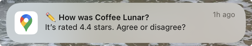 Google Maps push notification review request