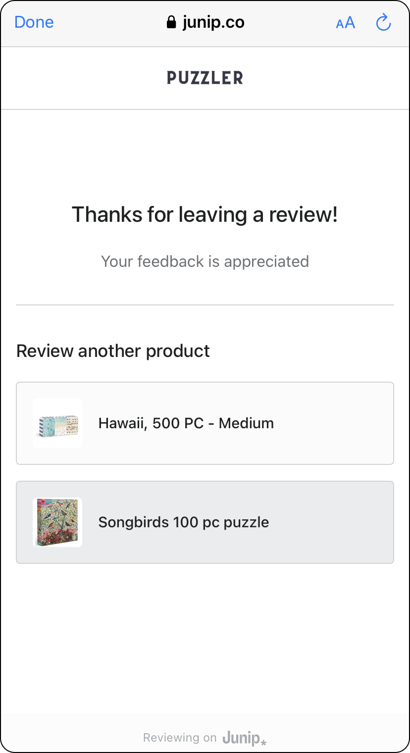 Junip review form