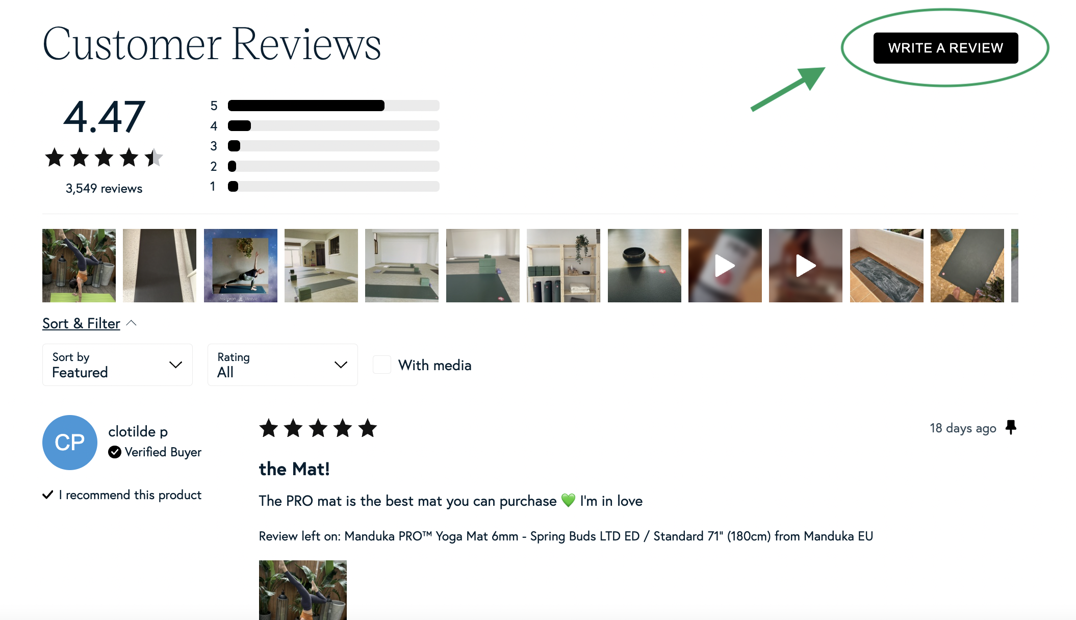 Manduka's using Junip to display reviews